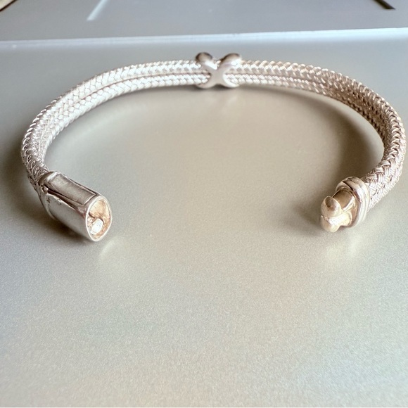 RCI TURKEY Mesh Basket Weave Cable Diamond Station Sterling 925 Bangle B… - Picture 4 of 8